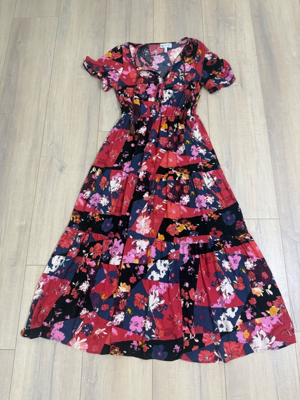 Jessica Simpson Multicolor Floral Maxi Dress with V-Neck